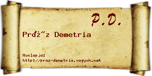 Práz Demetria névjegykártya